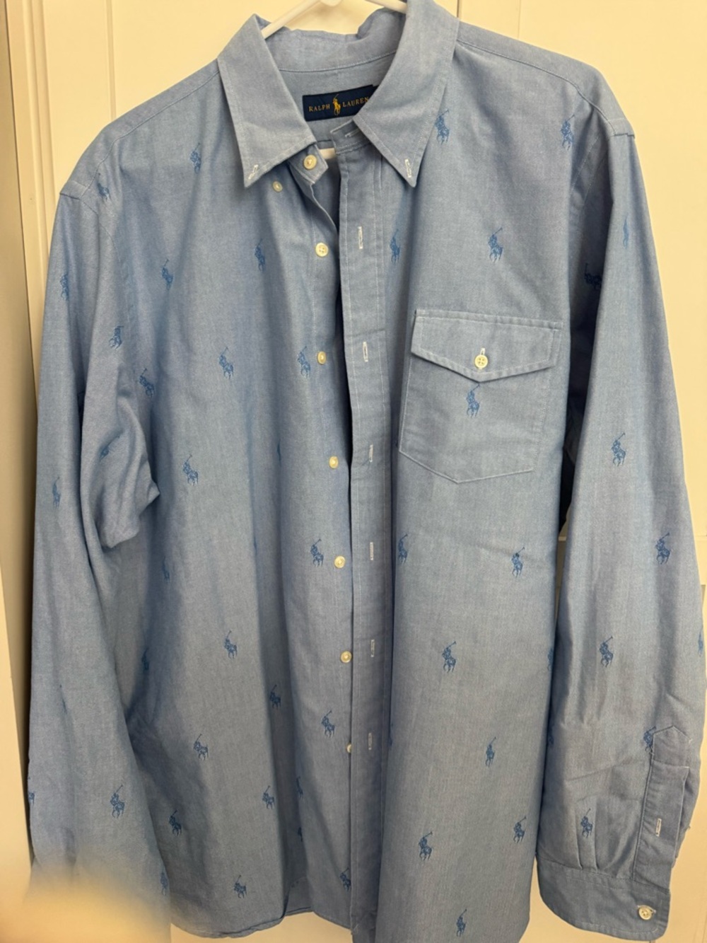 Ralph Lauren Light Blue Embroidered Polo Button-Down Shirt